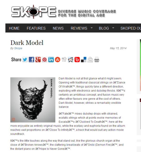 Dark Model album review on Skope Magazine